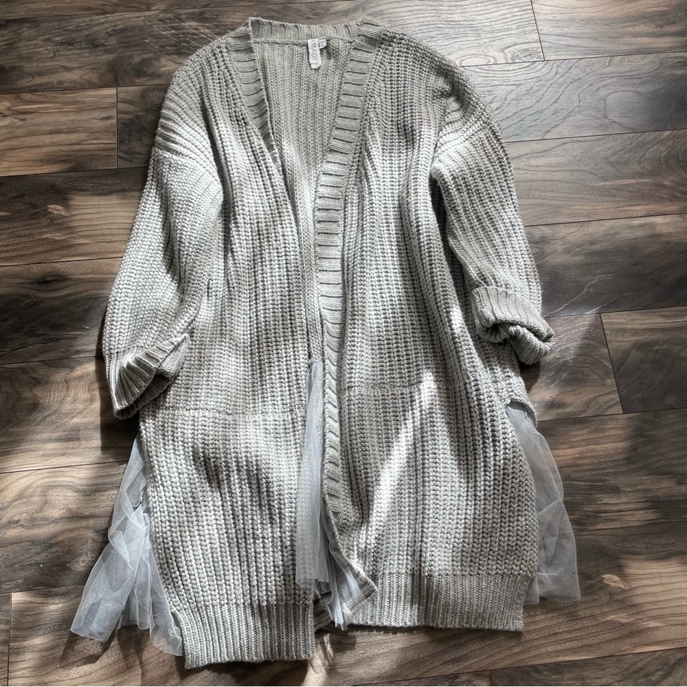 Antropologie Amadi grey knit cardigan size L